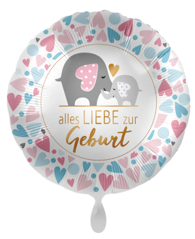 Folienballon - Alles Liebe zur Geburt, Elefant - ø 43cm